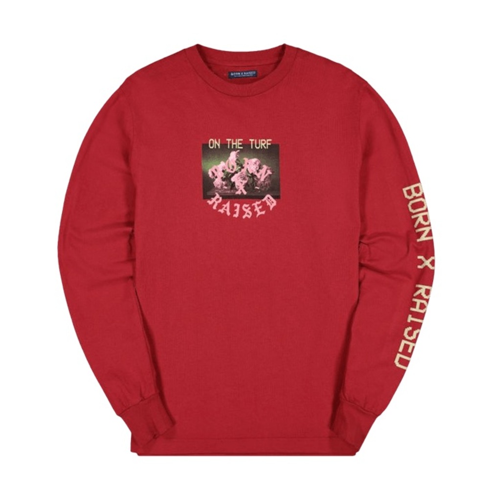 Born x Raised palms long sleeve shirt burgundy